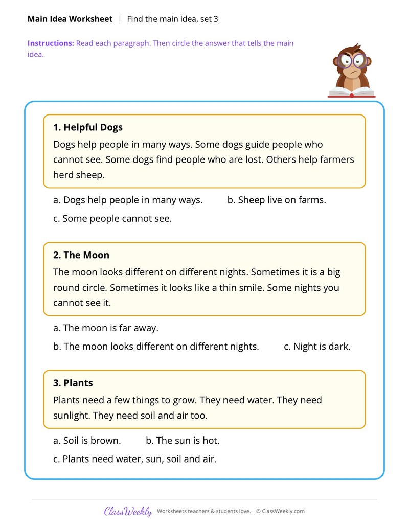 Find the main idea, set 3