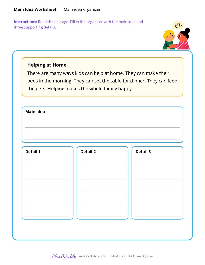 Main idea organizer