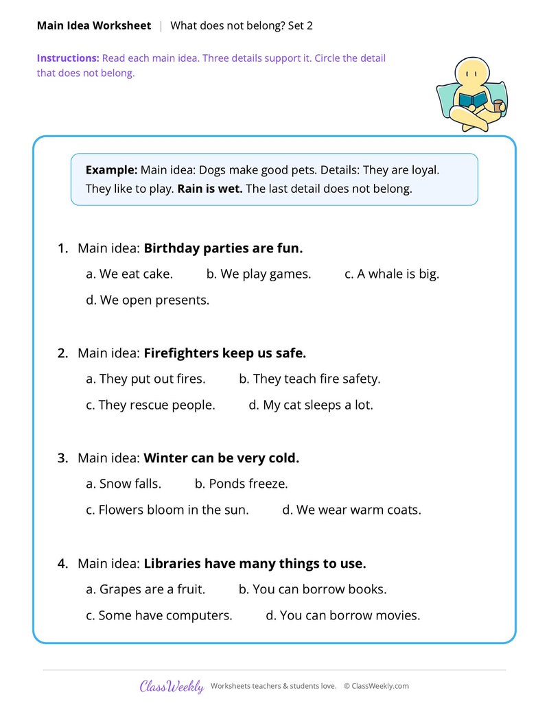 Main Idea: What does not belong? Set 2