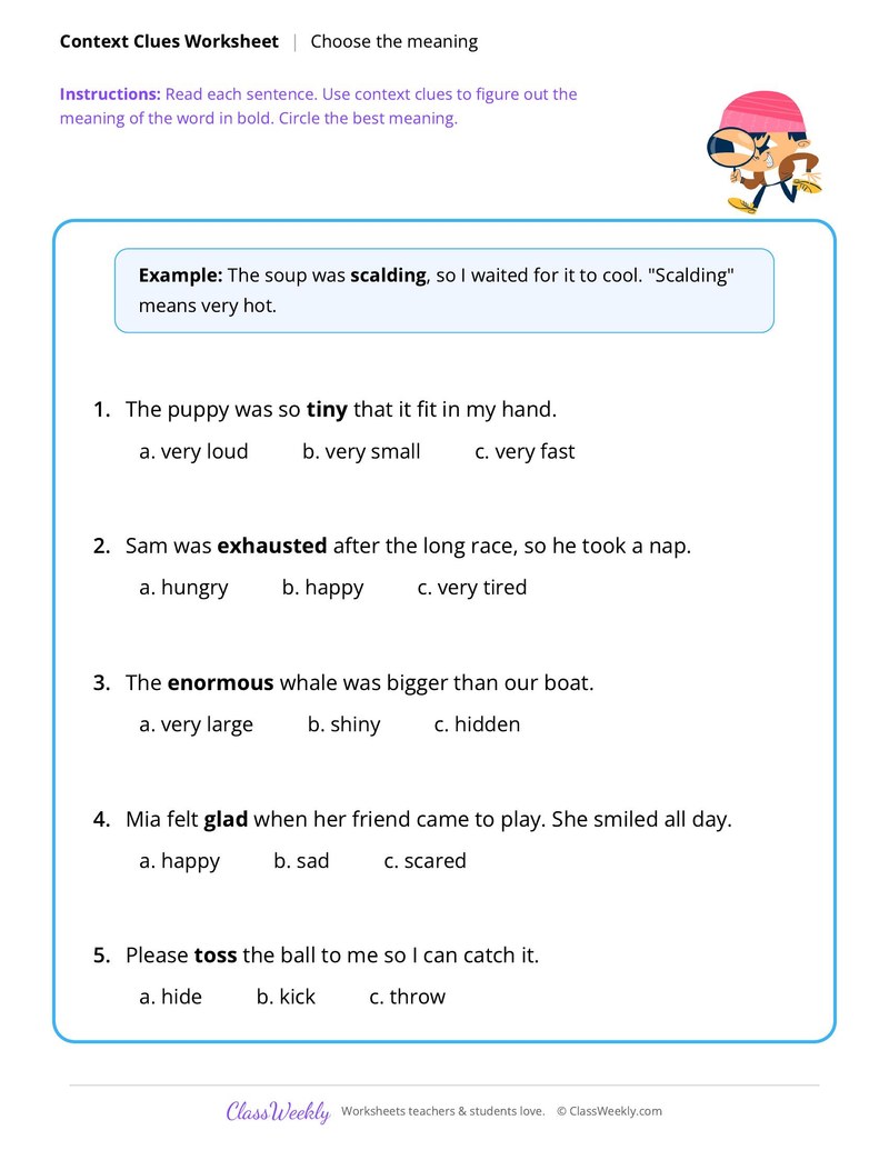 Context Clues: Choose the meaning