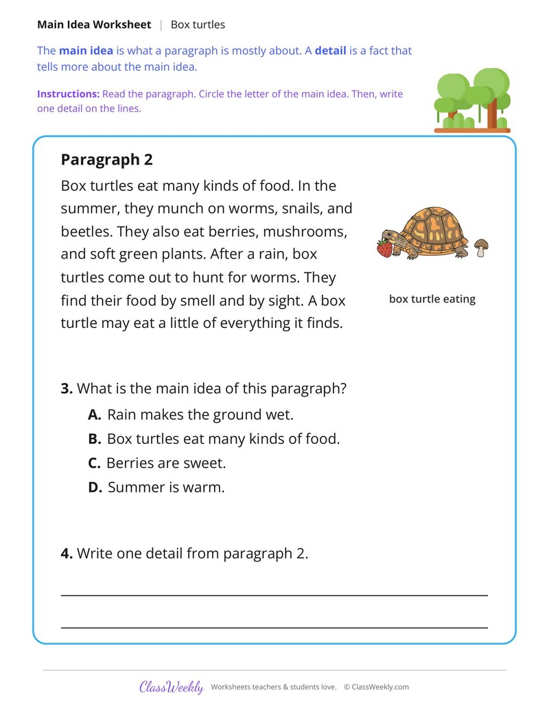 Box Turtles (Main Idea) - Page 2