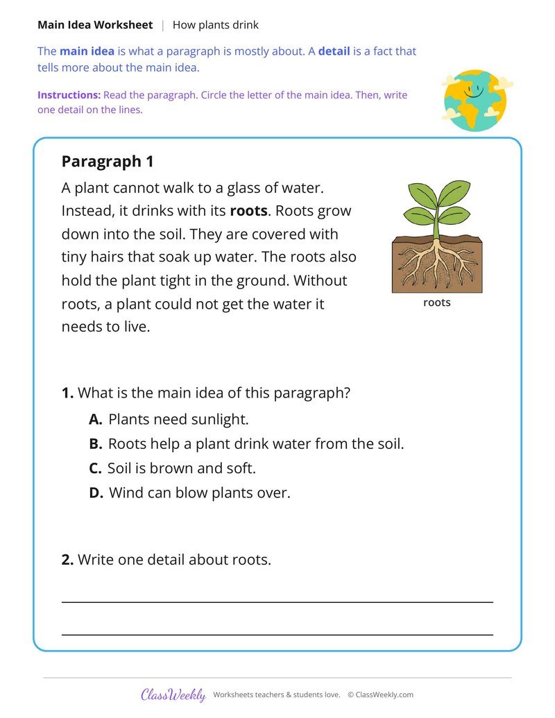 How Plants Drink (Main Idea) - Page 1