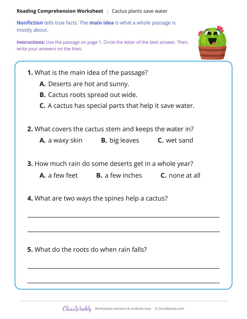 Cactus Plants Save Water (Nonfiction Passage) - Page 2