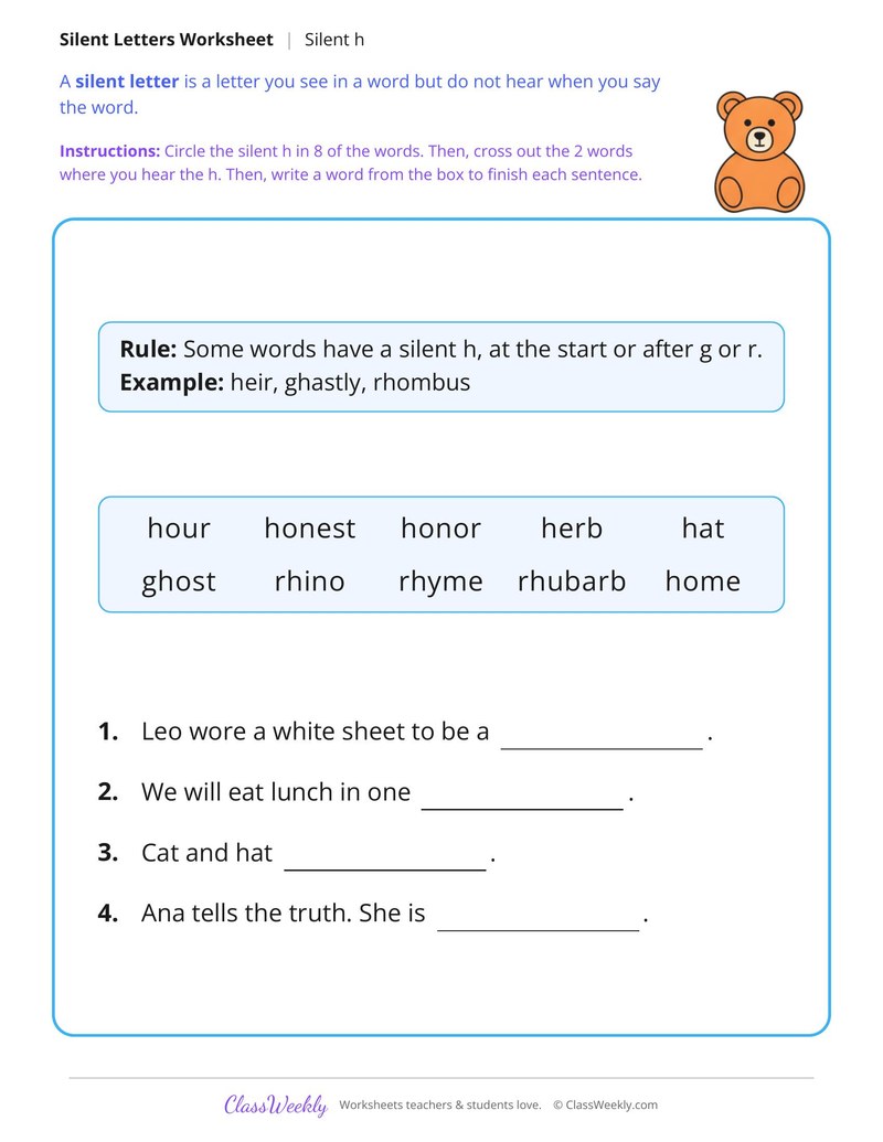 Silent H in Hour, Honest and Ghost Words