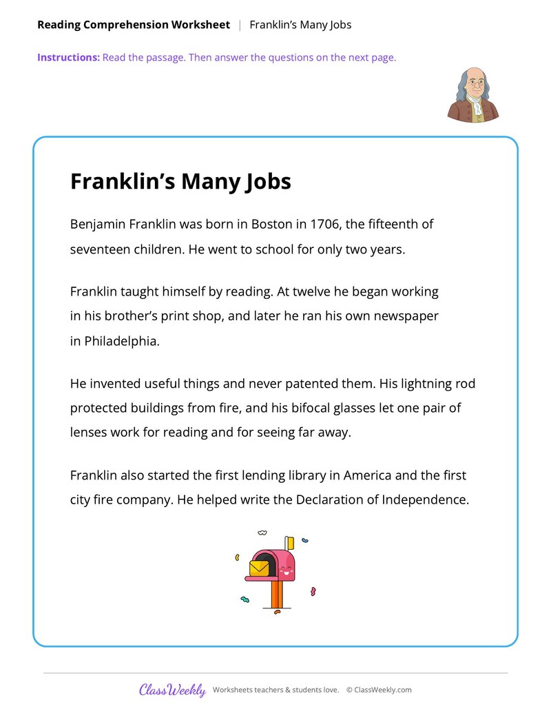 Franklin's Many Jobs - Famous Americans - Page 1