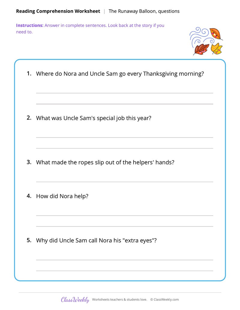 Reading, The Runaway Balloon - Thanksgiving - Page 2