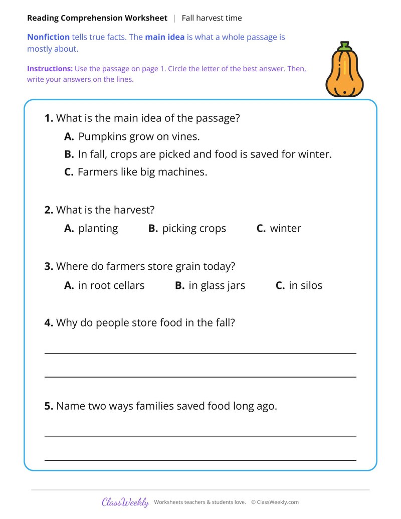 Fall Harvest Time (Nonfiction Passage) - Page 2