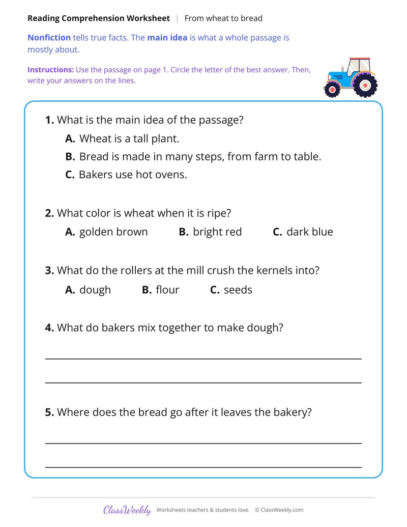 From Wheat to Bread (Nonfiction Passage) - Page 2