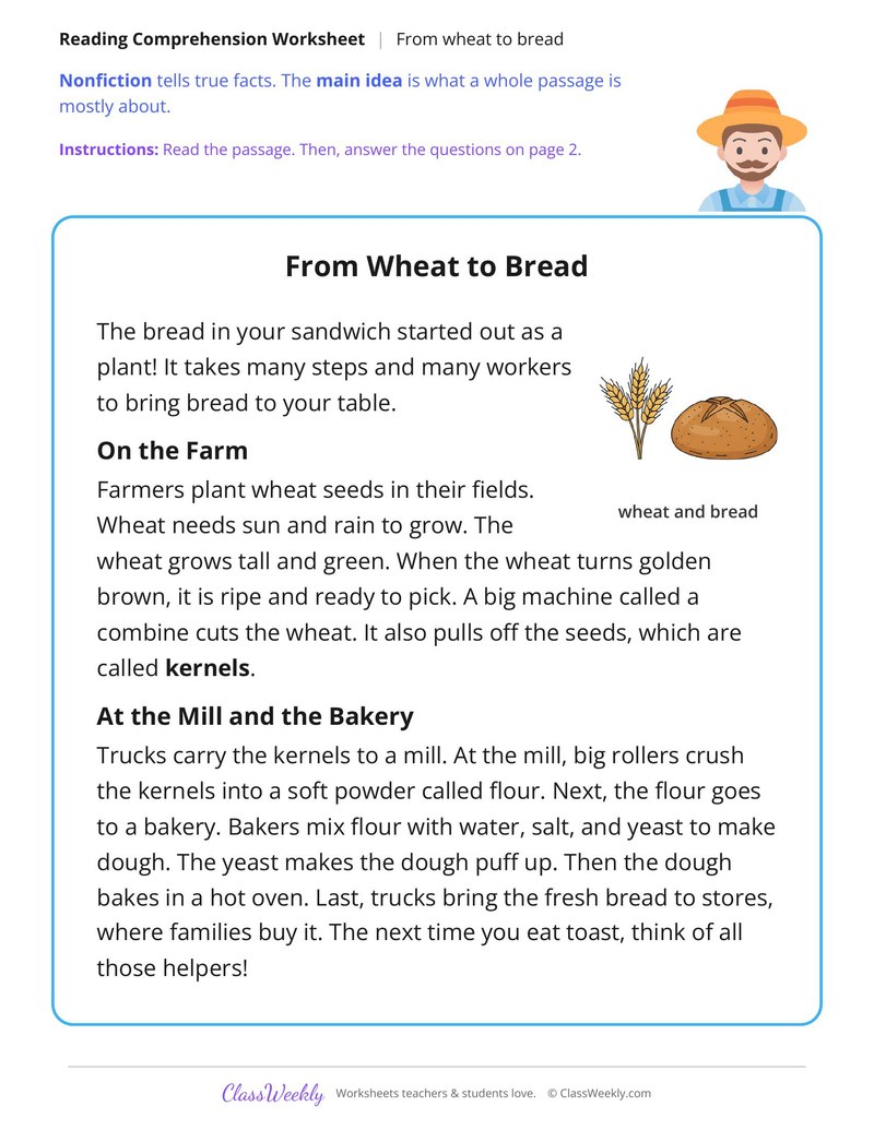 From Wheat to Bread (Nonfiction Passage) - Page 1