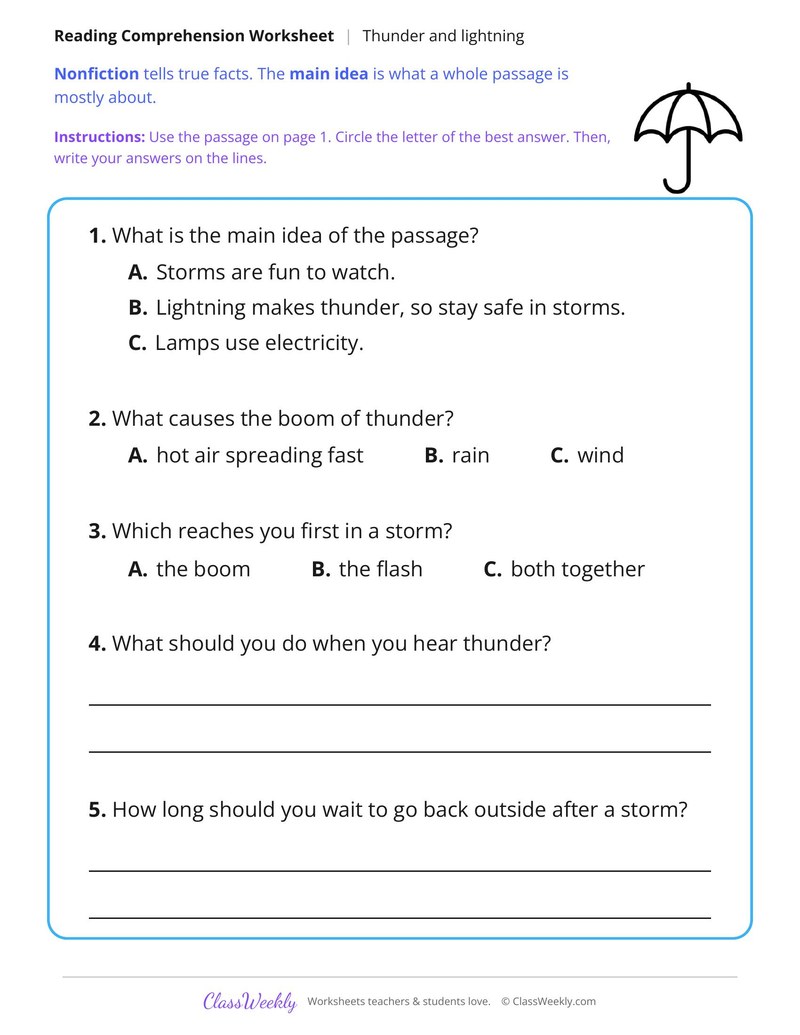 Thunder and Lightning (Nonfiction Passage) - Page 2