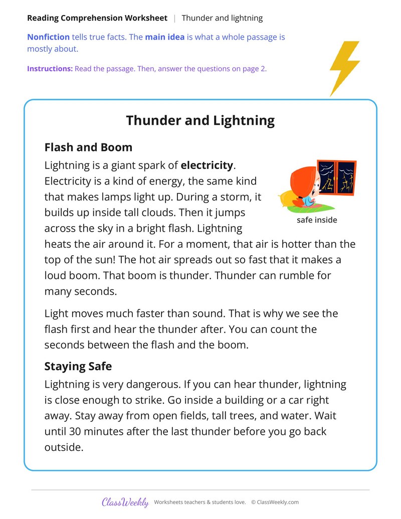 Thunder and Lightning (Nonfiction Passage) - Page 1