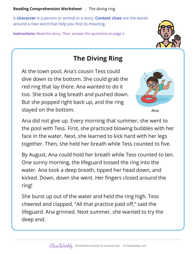 The Diving Ring (Fiction Passage) - Page 1