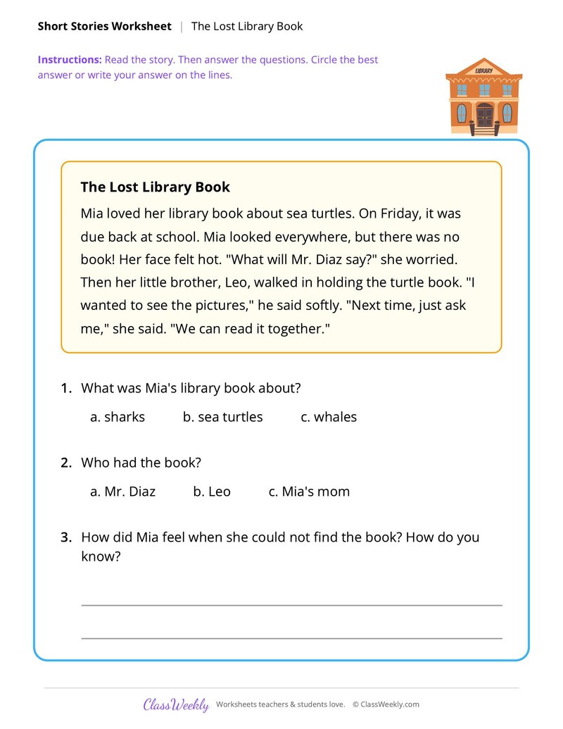 The Lost Library Book (Short Story with Questions)
