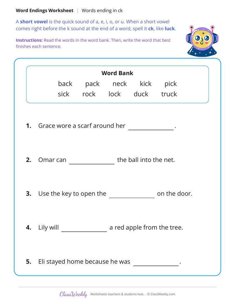 Words Ending in Ck - Page 2