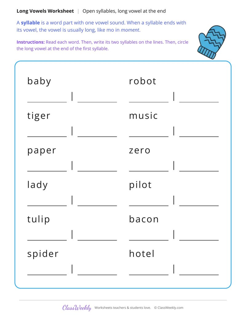 Open Syllables, Long Vowel at the End