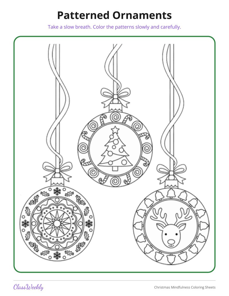 Christmas Mindfulness Coloring Sheets