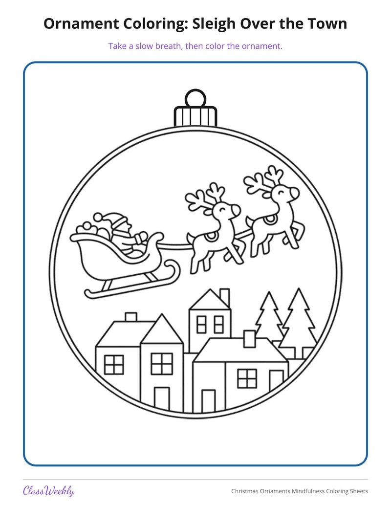 Christmas Ornaments Mindfulness Coloring Sheets