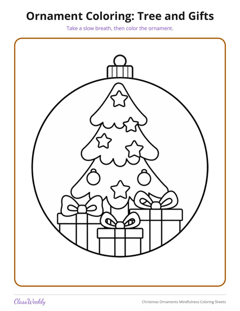 Christmas Ornaments Mindfulness Coloring Sheets