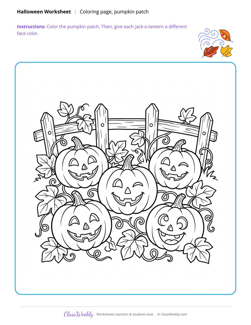 Pumpkin Patch Coloring Page