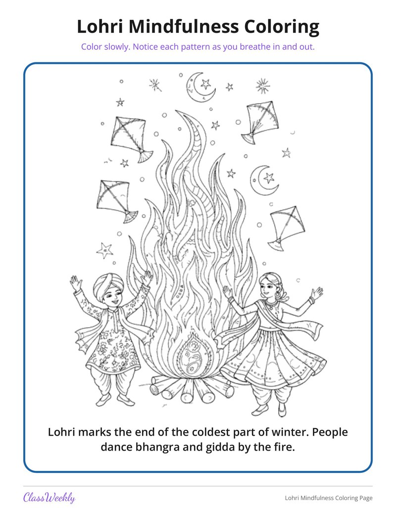 Lohri Mindfulness Coloring Page