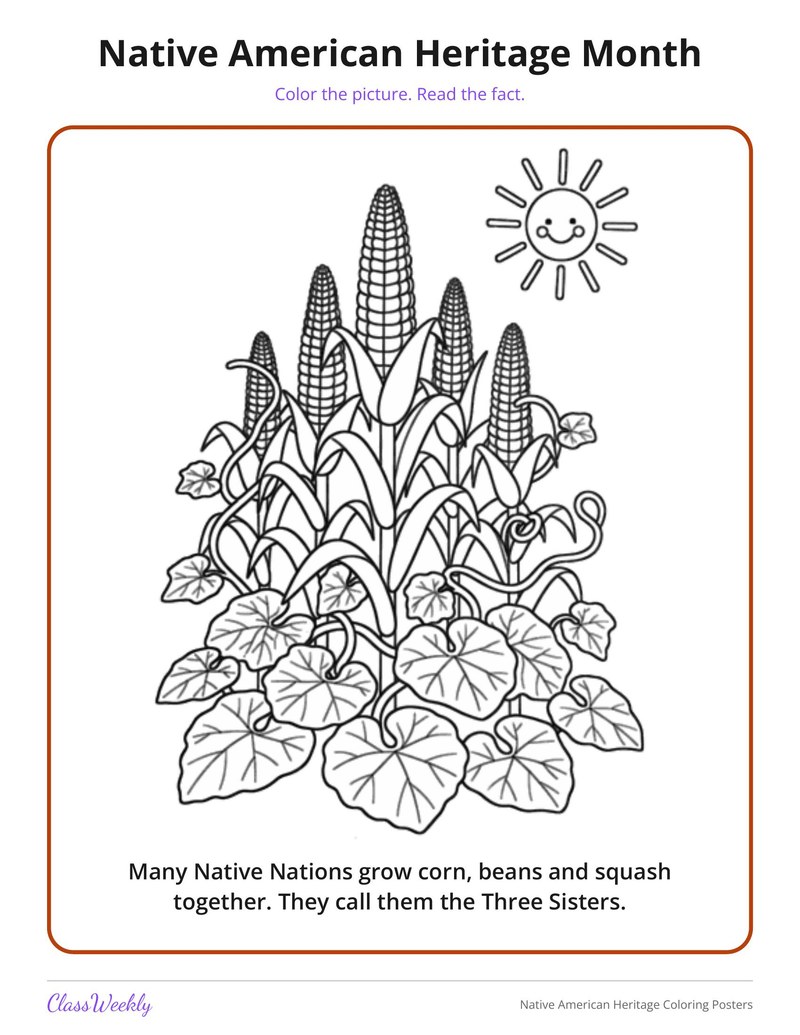 Native American Heritage Coloring Posters