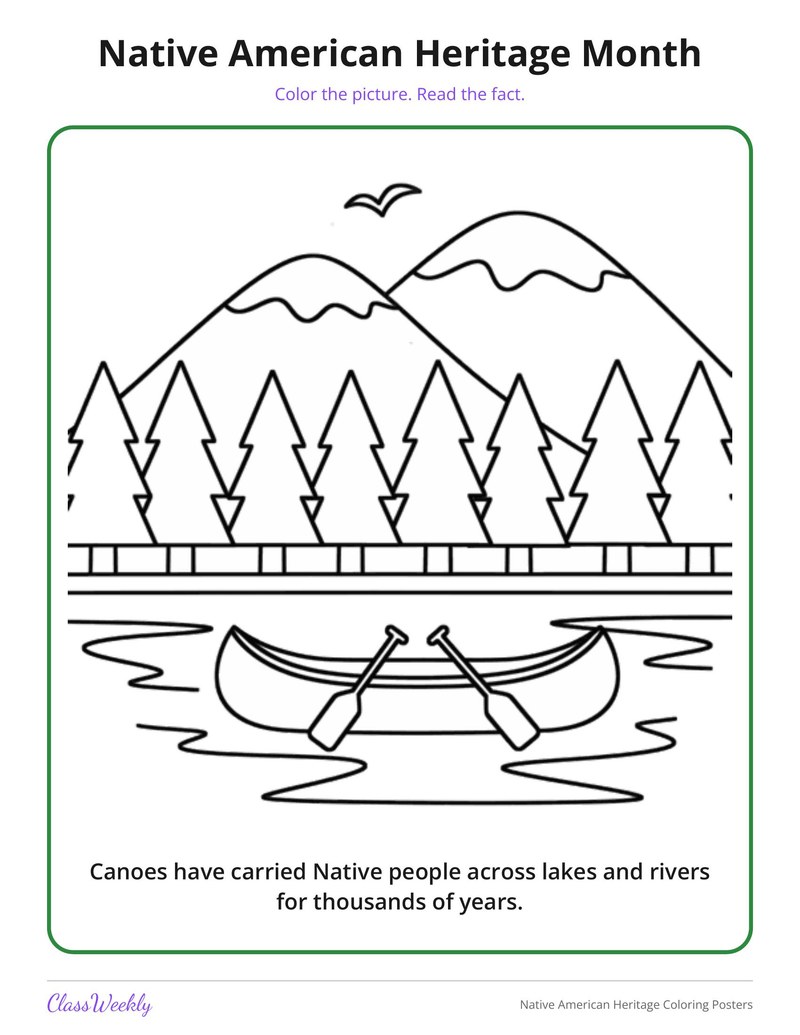 Native American Heritage Coloring Posters