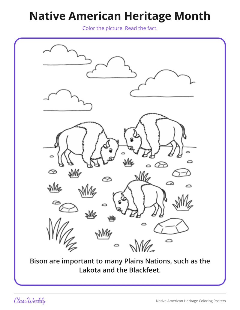 Native American Heritage Coloring Posters