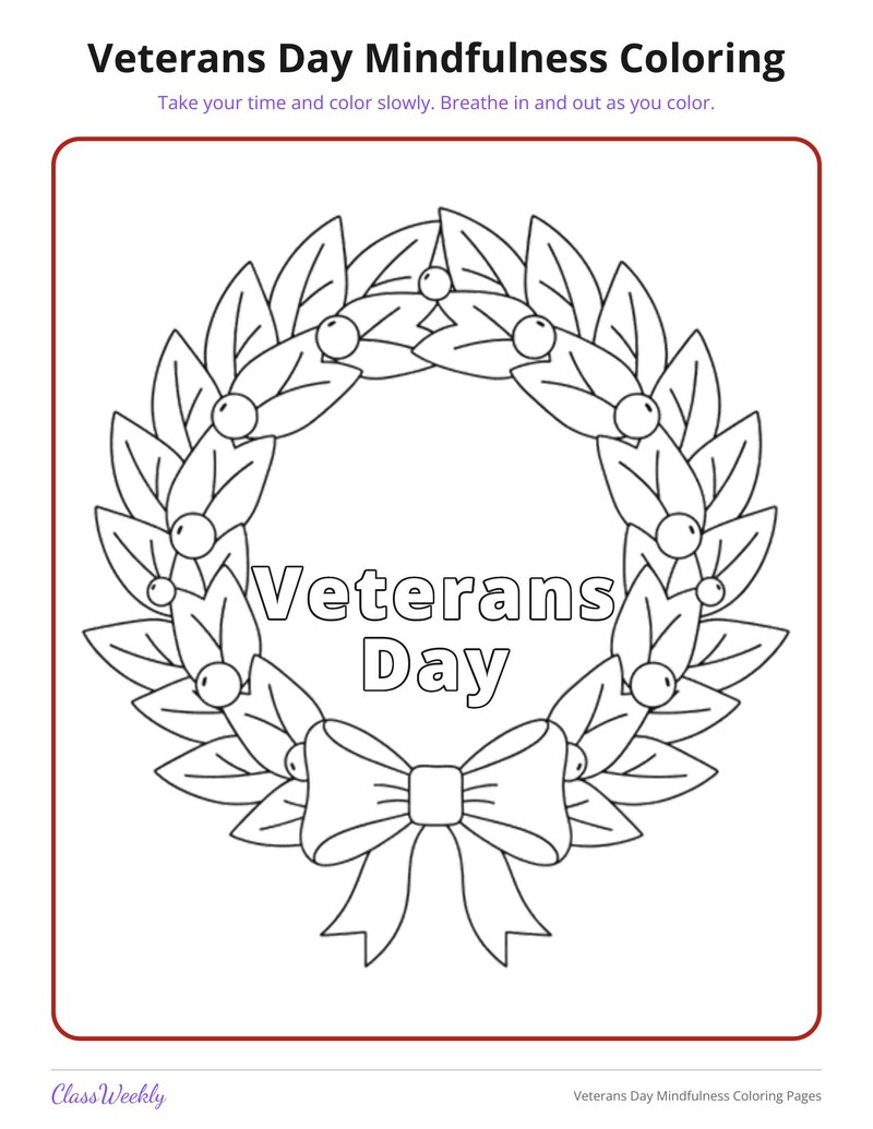 Colouring Imagea Veterans Day Mindfulness Coloring Pages (Grades 2-5)