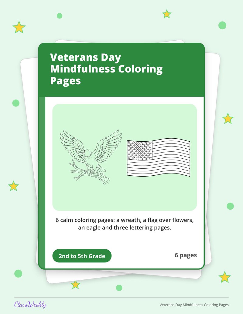 Colouring Imagea Veterans Day Mindfulness Coloring Pages (Grades 2-5)