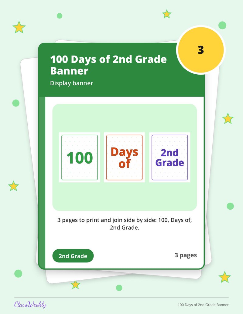 100 Days of 2nd Grade Banner - Page 1