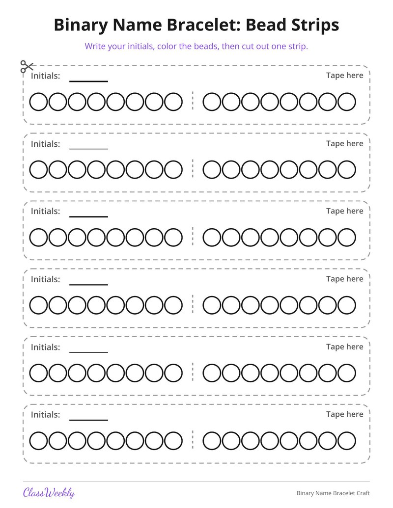 Binary Name Bracelet Craft - Page 2