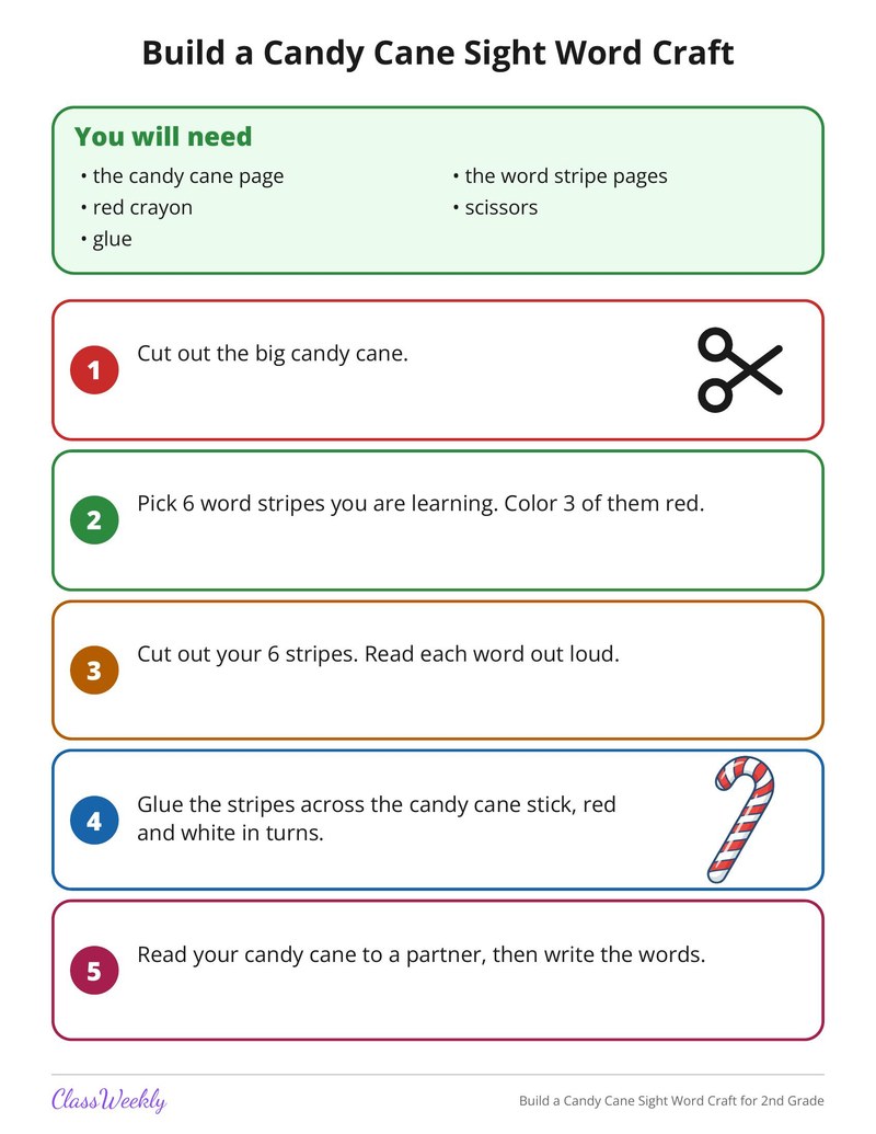 Build a Candy Cane Sight Word Craft for 2nd Grade - Page 2