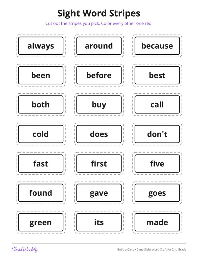 Build a Candy Cane Sight Word Craft for 2nd Grade - Page 4