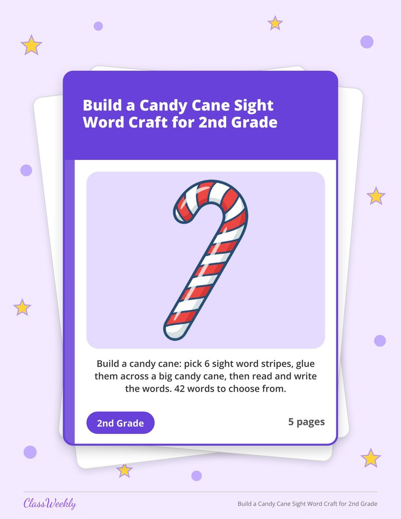Build a Candy Cane Sight Word Craft for 2nd Grade - Page 1