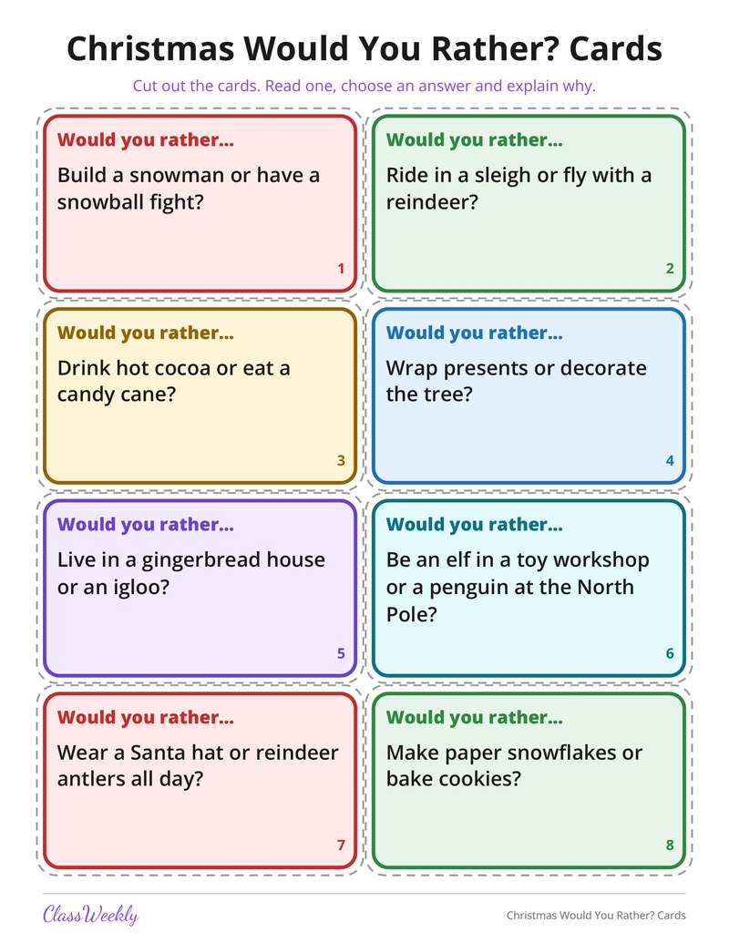 Christmas Would You Rather? Cards - Page 2