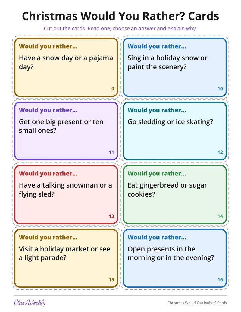 Christmas Would You Rather? Cards - Page 3