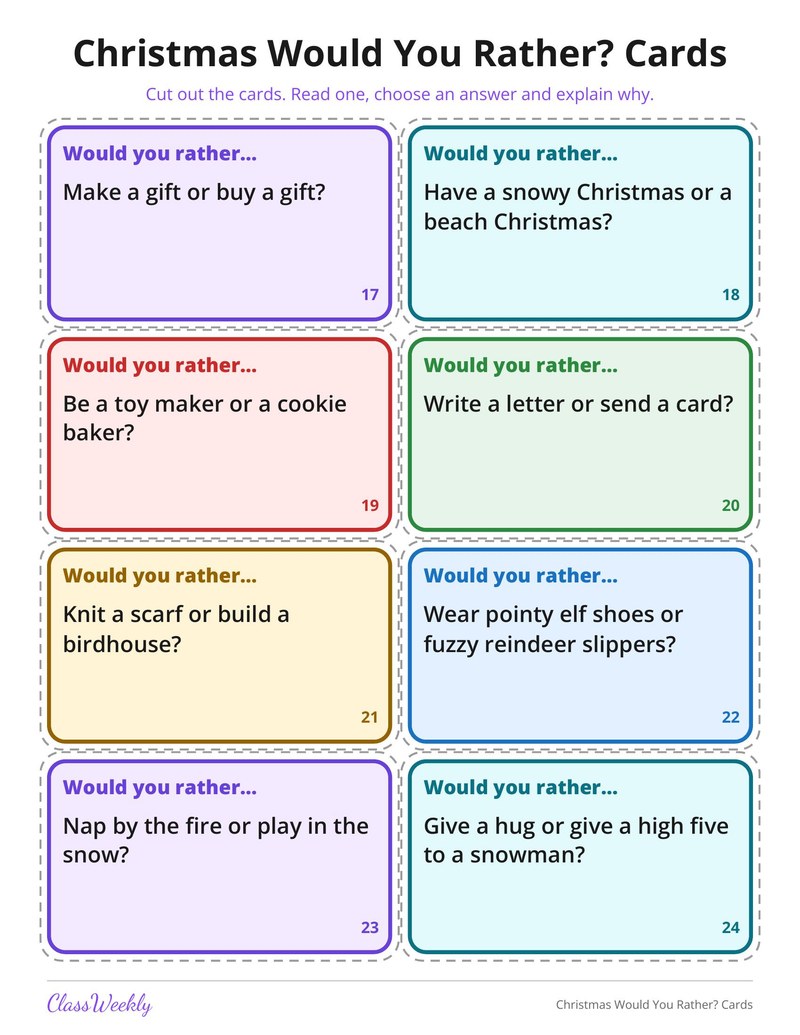 Christmas Would You Rather? Cards - Page 4