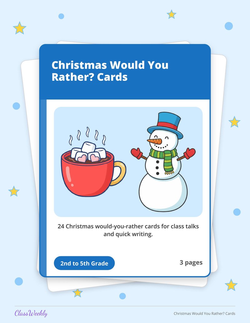 Christmas Would You Rather? Cards - Page 1