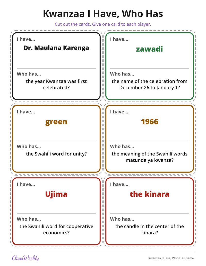 Kwanzaa I Have, Who Has Game - Page 2