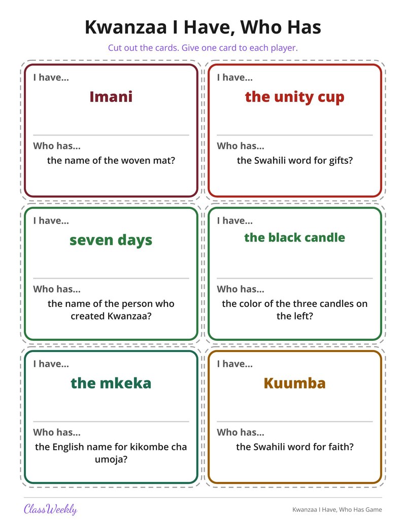 Kwanzaa I Have, Who Has Game - Page 3