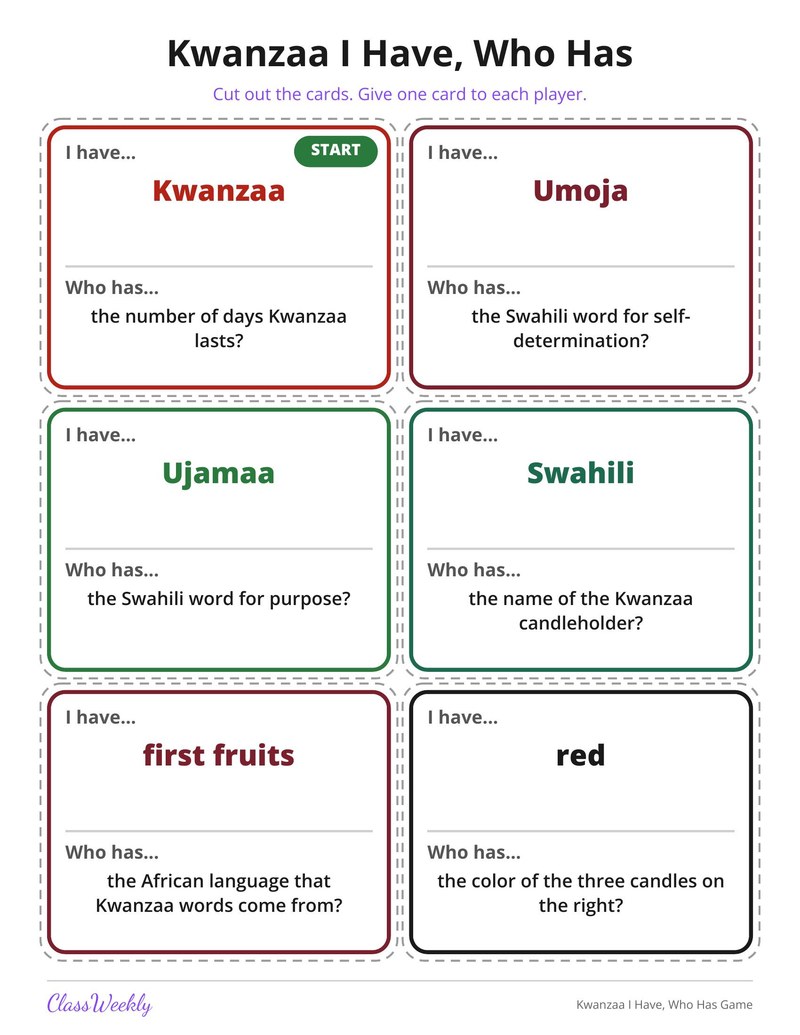 Kwanzaa I Have, Who Has Game - Page 4
