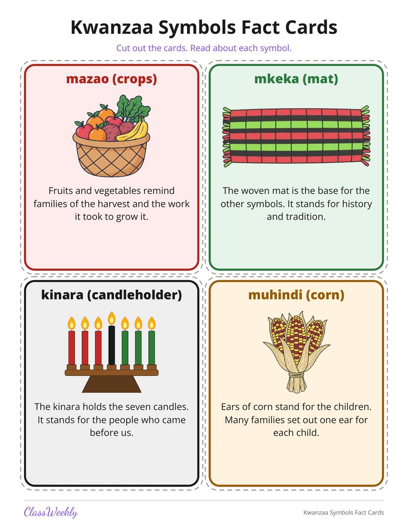 Kwanzaa Symbols Fact Cards - Page 1