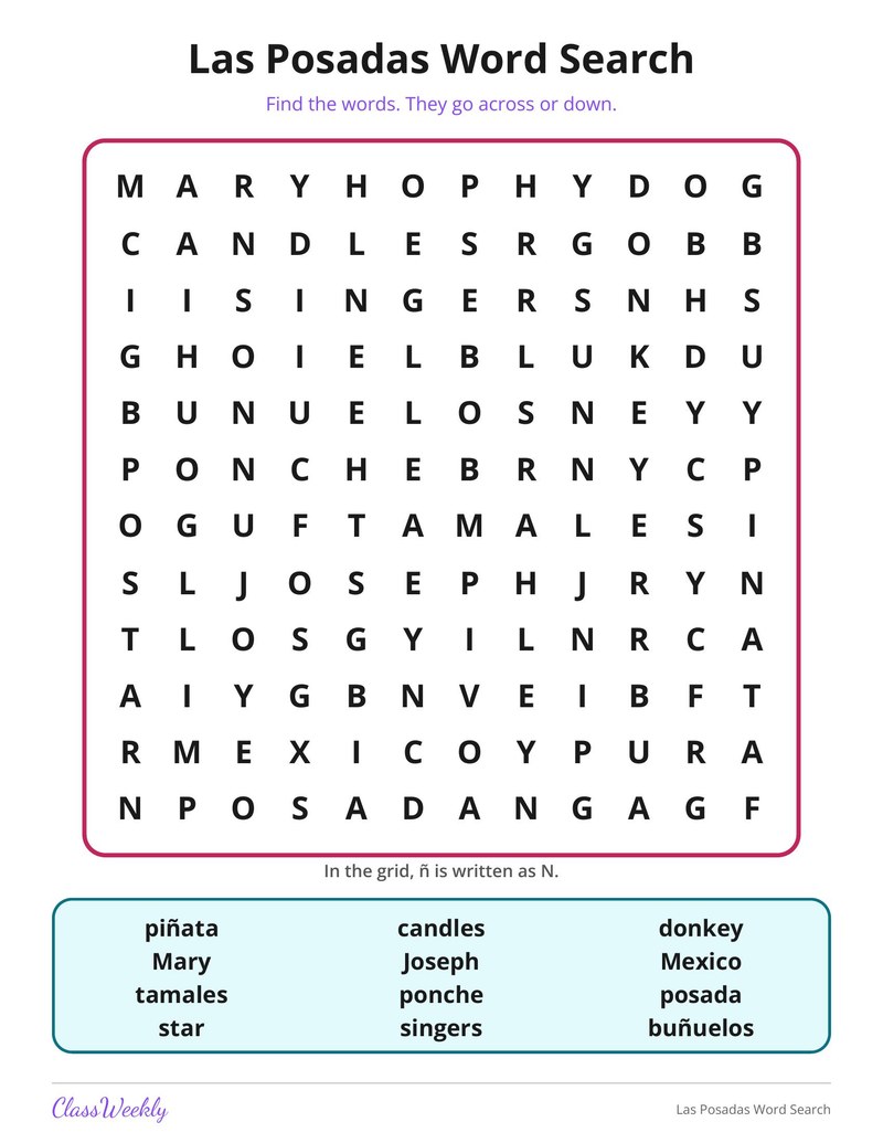 Las Posadas Word Search