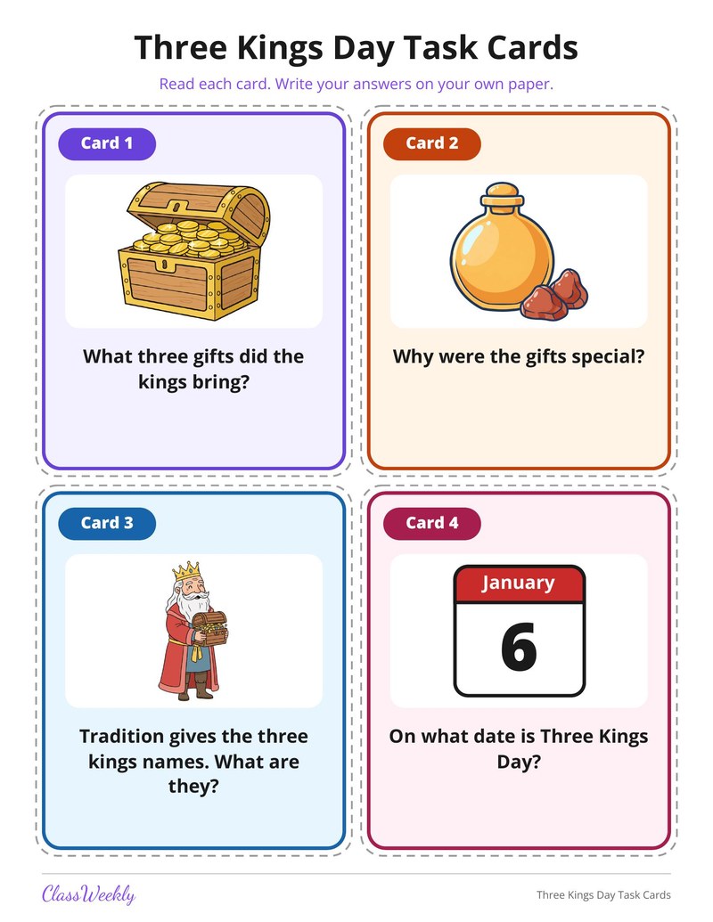 Three Kings Day Task Cards - Page 2