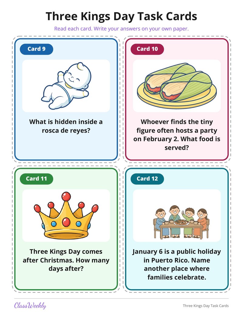 Three Kings Day Task Cards - Page 4