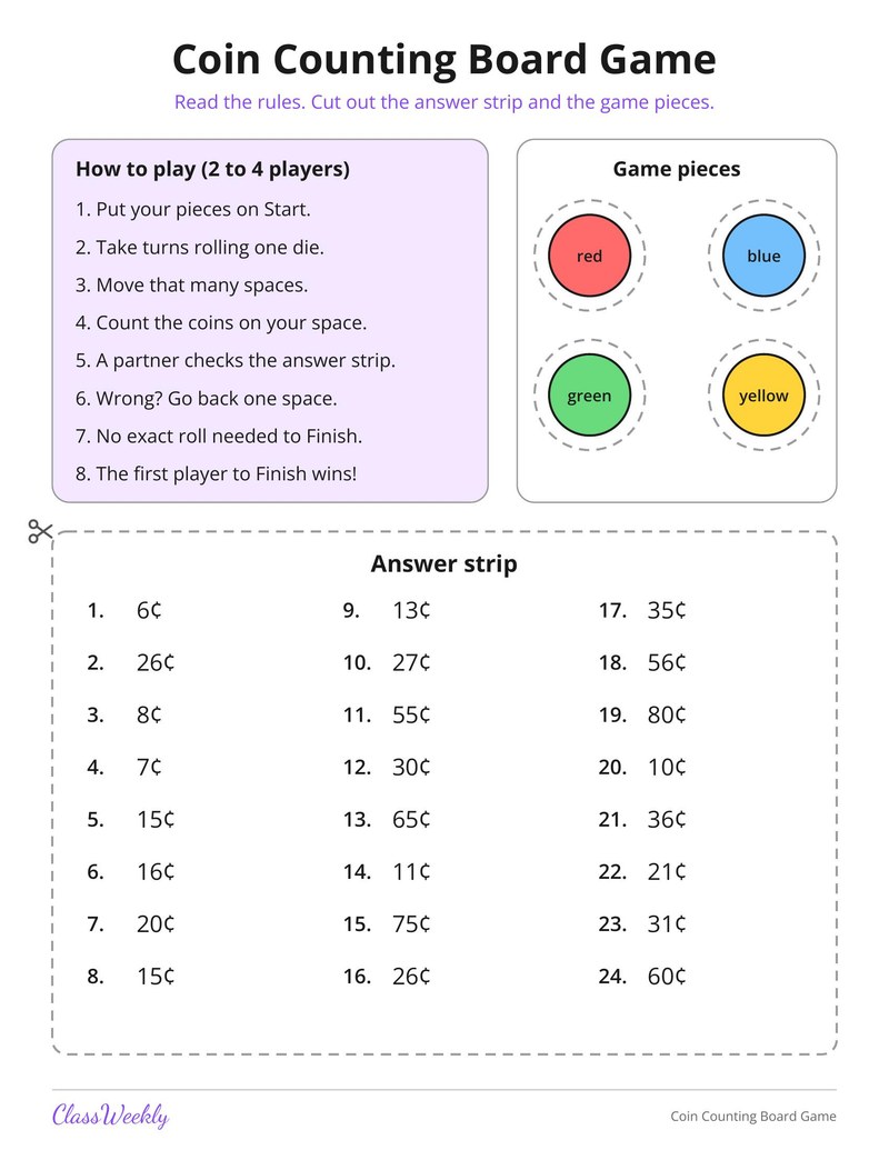 Coin Counting Board Game - Page 2