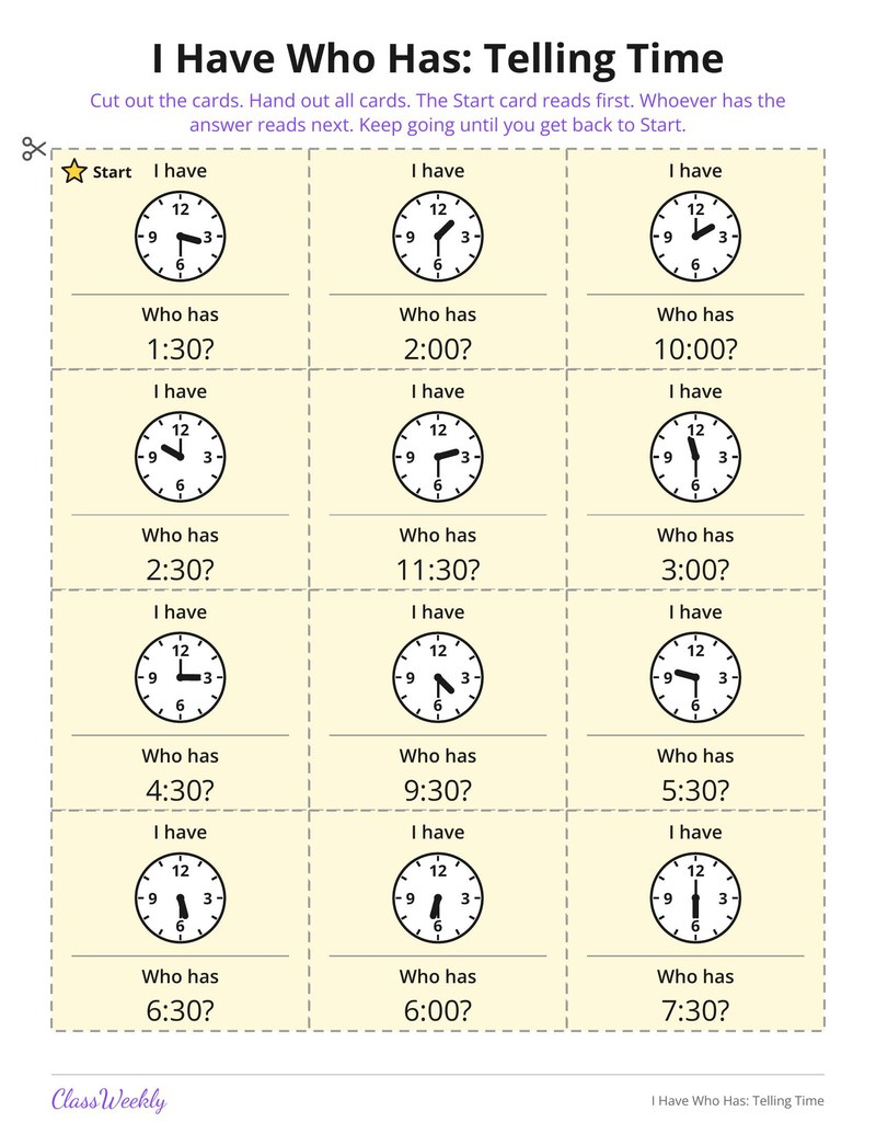 I Have Who Has: Telling Time
