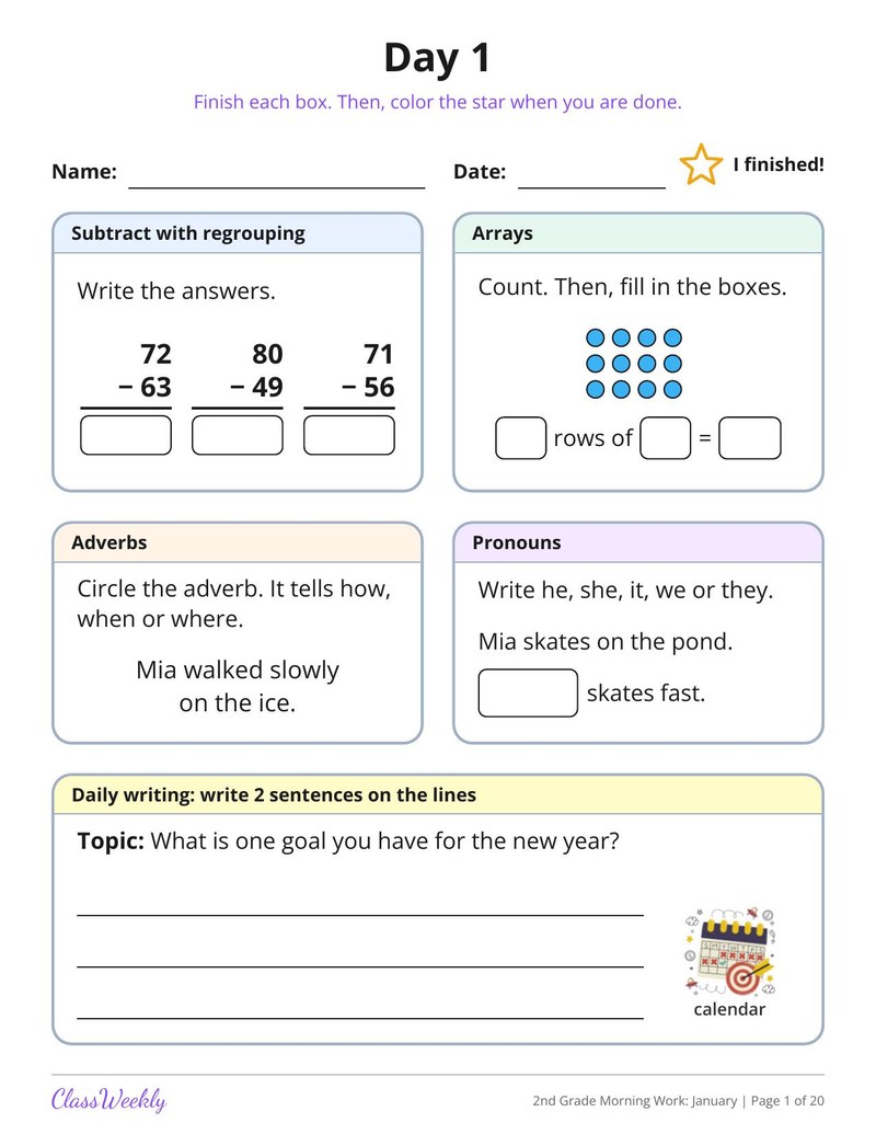 2nd Grade Morning Work: January
