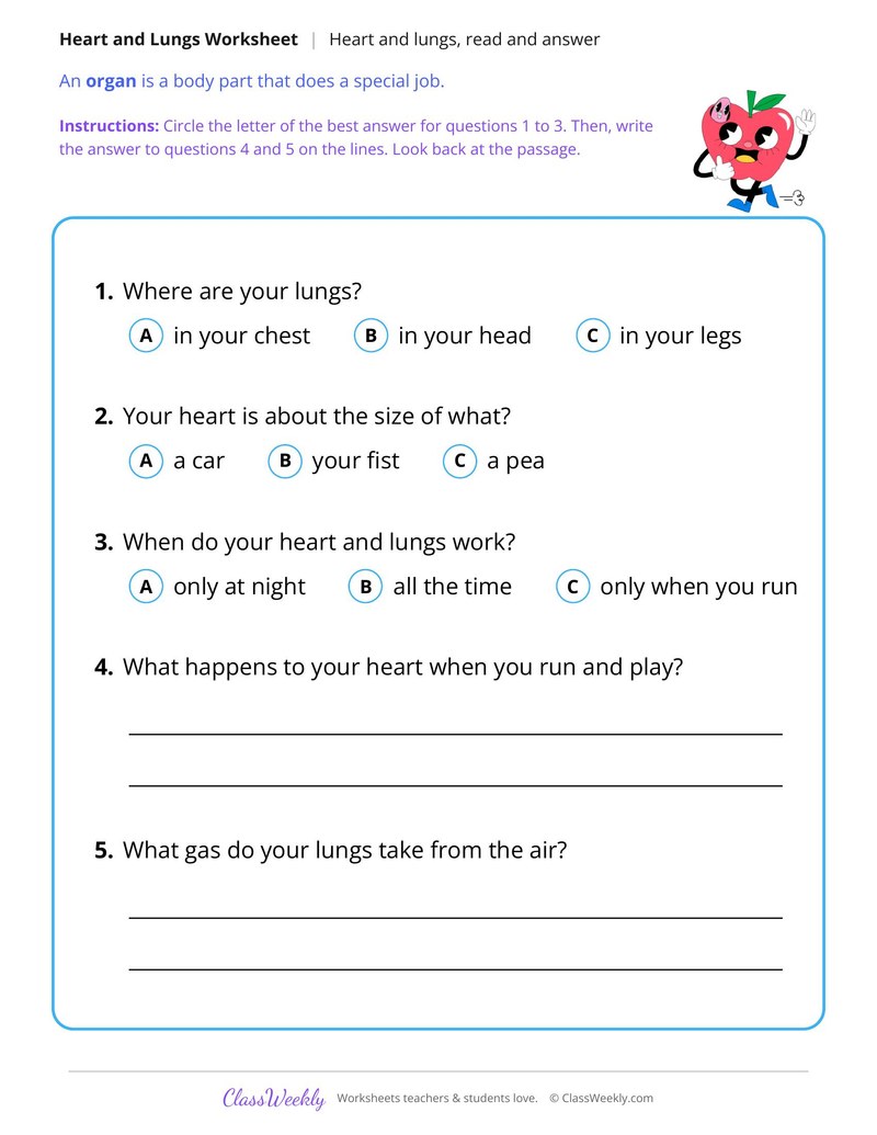 Heart and Lungs, Read and Answer