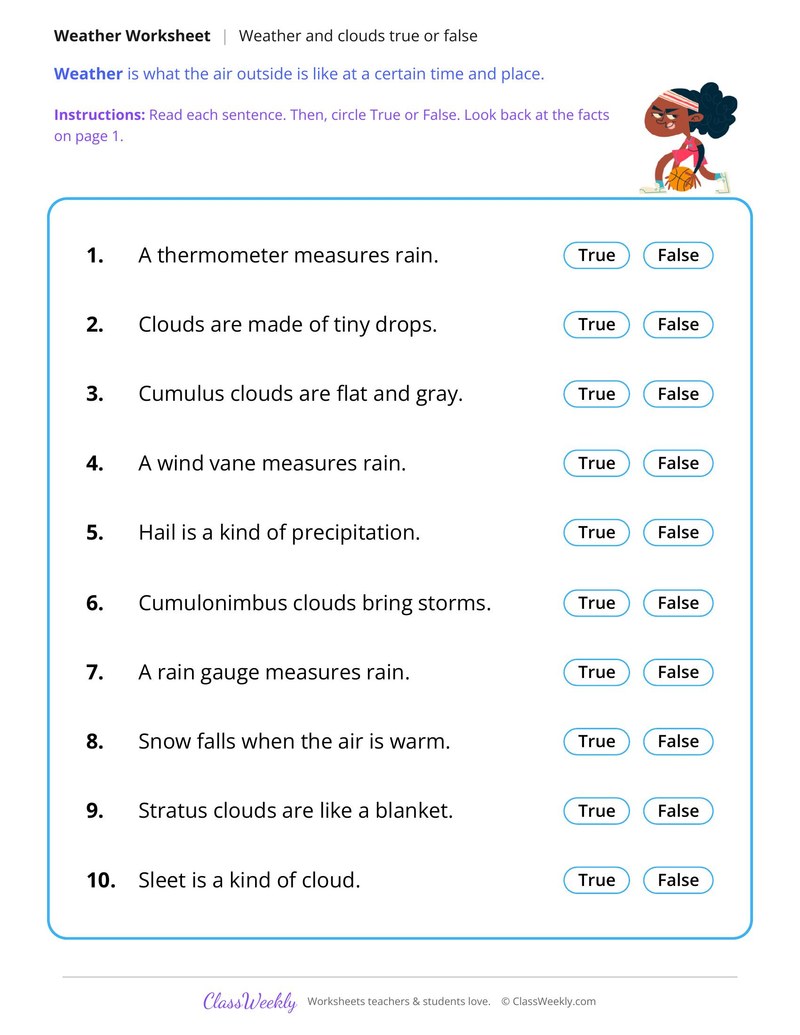 Weather and Clouds True or False - Page 2